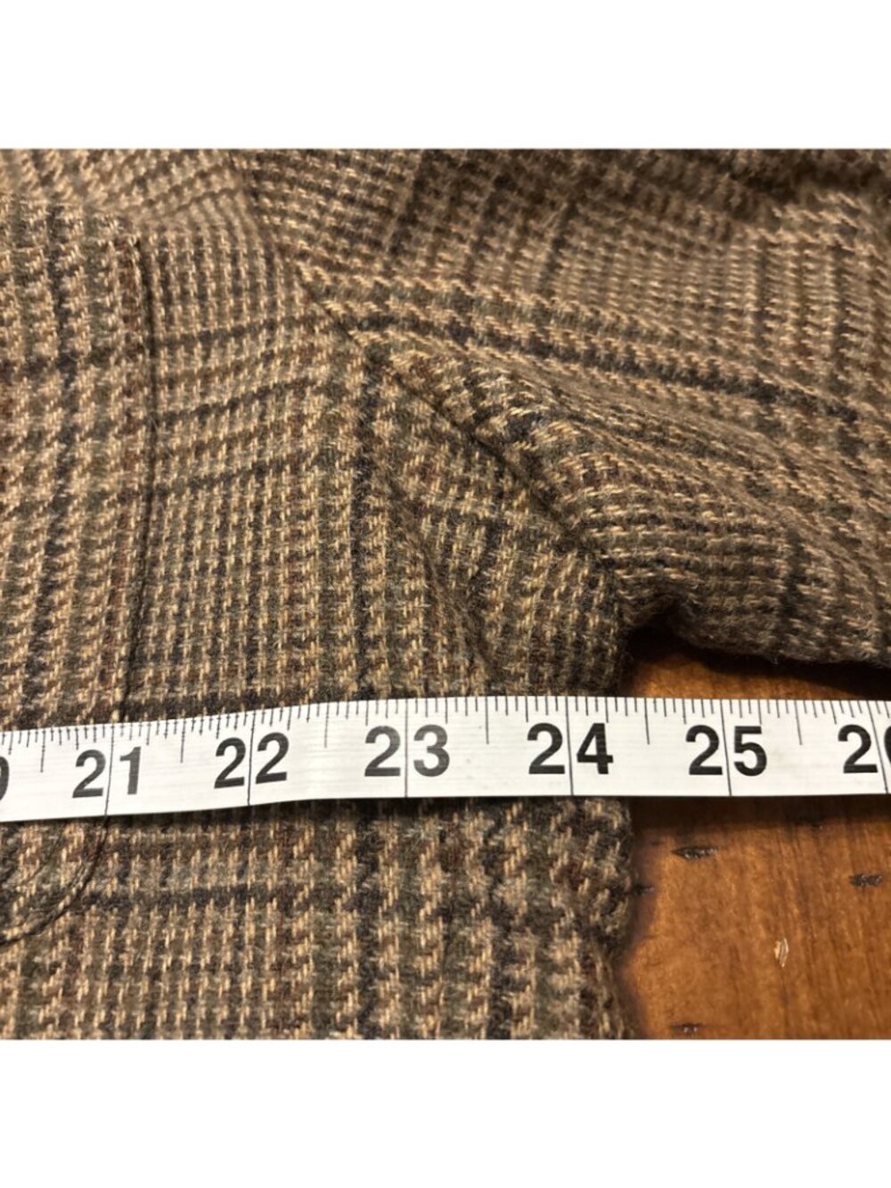 Vtg Lands End Brown Tweed Sports Coat Size 44 L Elbow Patches Wool - Picture 6 of 7